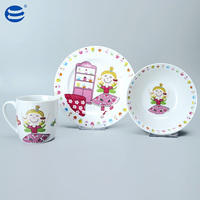 Ensemble d'assiettes émaillée et de table pour enfants, excellente vente d'usine, service de dîner en céramique pour enfants, boîte de couleur, service de table pour enfants