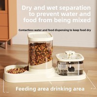 Station d'alimentation et de hydratation 2-en-1 pour animaux de compagnie, distributeur de nourriture par gravité, pliable, portable, étanche IPX5, fonctionnement manuel, sain
