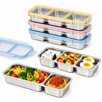 Boîte à lunch bento en acier inoxydable 304, 2 ou 3 compartiments, récipient alimentaire de 720 ml ou 800 ml avec couvercle verrouillable pour l'école, le bureau et la préparation des repas
