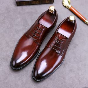 Chaussures pour hommes en cuir véritable, style britannique, à lacets, baskets formelles, chaussures derby rétro tendance pour hommes - Product Image 4