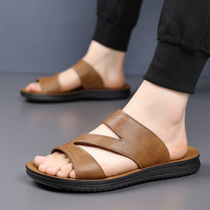Sandalias de Verano Casuales para Hombre, de Cuero Genuino, Punta Abierta, Suela de Goma Antideslizante - Product Image 2