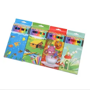 Hot selling custom logo printed colored pencils set 12 pack