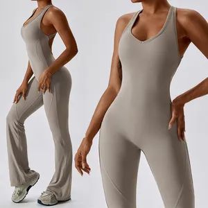 Nuevo mono personalizado para baile, deportes, gimnasio, Fitness, Yoga, levantamiento de cadera, contracción Abdominal, Micro pantalones acampanados, conjunto de Mono para mujer - Product Image 2