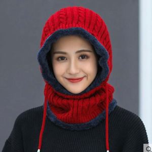 Soft Thick Wool Plush Unisex Winter Ski Hat & Scarf Set with Ear Neck Protection Outdoor Knitted <b>Beanie</b> Cap - Product Image 2