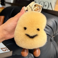 Porte-clés pendentif en peluche doux et léger en fourrure de lapin Rex, motif petite pomme de terre de dessin animé, jouet et ornement de sac