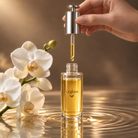Emballage cosmétique en verre givré de luxe avec logo personnalisé, directement de l'usine, pour sérum et huile essentielle, flacon compte-gouttes à bouton poussoir