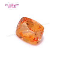 Saphir synthétique Cadermay taille coussin longue, couleur Fanta Orange, avec inclusions, pour la fabrication de bagues, bracelets et colliers