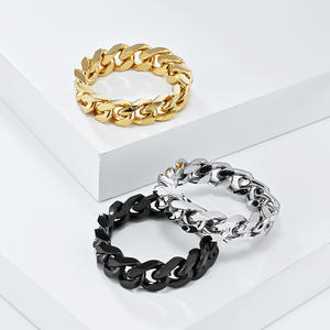 Unisex <b>Titanium</b> Steel <b>Chain</b> Ring Gold Black Silver Hip Hop Fashion Bracelet Thumb Ring Jewelry - Product Image 1