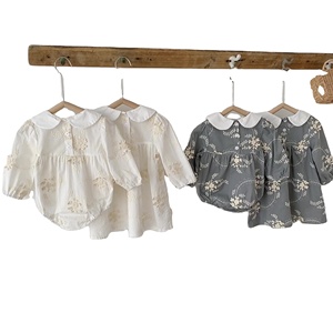 Ropa de primavera para niños, Pelele de manga larga con flores bordadas, Estilo Vintage - Product Image 1