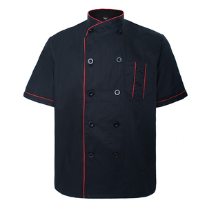 Veste de chef <span class=keywords><strong>à</strong></span> manches courtes personnalisée uniforme d'hôtel personnalisé avec manteau de chef brodé par transfert de chaleur - Product Image 3