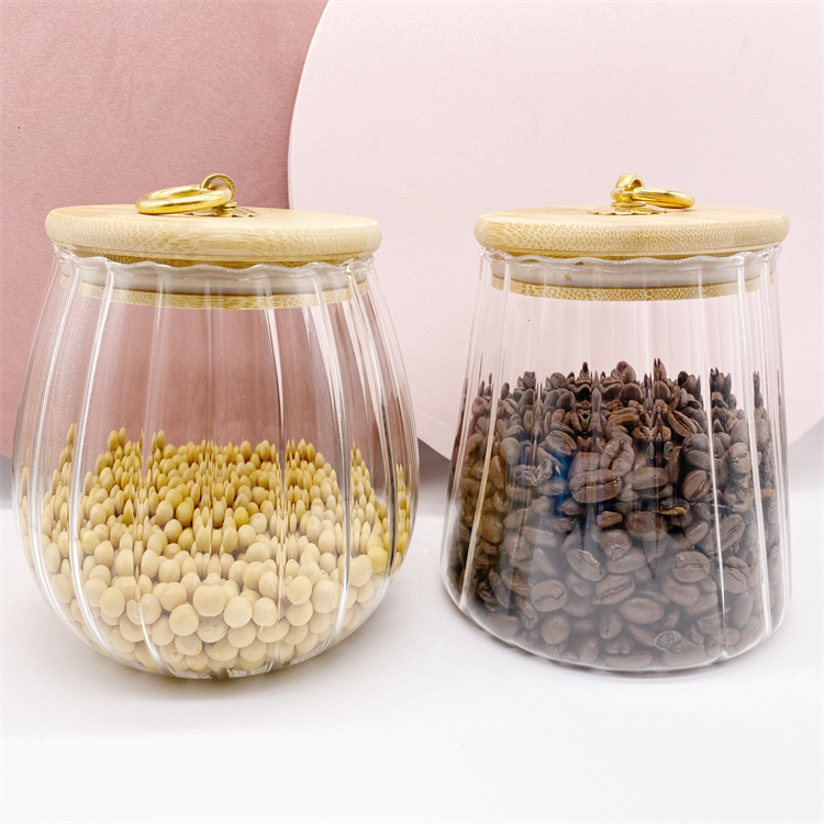 650ml 750ml Luxury Glass Food Candy Storage Jars With Wood Lid
