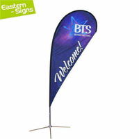 Drapeau plume personnalisé imprimé, drapeau de plage, drapeau publicitaire en forme de goutte d'eau avec mât et base remplie d'eau pour la promotion en extérieur