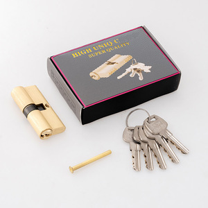 <span class=keywords><strong>Cylindre</strong></span> de <span class=keywords><strong>serrure</strong></span> en cuivre massif doré brossé, double goupille, double rangée de clés, <span class=keywords><strong>haute</strong></span> précision, <span class=keywords><strong>sécurité</strong></span> de porte - Product Image 1