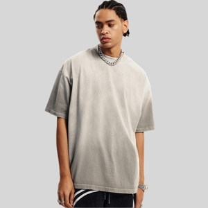 T-shirt Oversize HONTON in Cotone Pesante Lavato Effetto Vintage <span class=keywords><strong>Viola</strong></span> Sfumato da Uomo, con Spalle Cadenti, Stile Streetwear Casual - Product Image 3