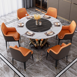 Juego <span class=keywords><strong>de</strong></span> mesa <span class=keywords><strong>de</strong></span> comedor redonda moderna, <span class=keywords><strong>Diamante</strong></span> triturado <span class=keywords><strong>de</strong></span> oro rosa, <span class=keywords><strong>piedra</strong></span> <span class=keywords><strong>de</strong></span> acero inoxidable o mármol, muebles para el hogar <span class=keywords><strong>de</strong></span> estilo italiano <span class=keywords><strong>de</strong></span> 10 plazas - Product Image 4