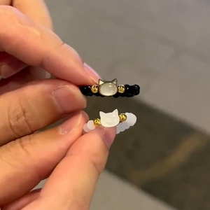 Anillos Minimalistas con Cuentas <span class=keywords><strong>de</strong></span> <span class=keywords><strong>Piedra</strong></span> Lunar Natural <span class=keywords><strong>para</strong></span> Mujeres y Niñas, Anillo <span class=keywords><strong>de</strong></span> Gato Blanco y Negro Hecho a Mano, Accesorios <span class=keywords><strong>de</strong></span> Joyería <span class=keywords><strong>para</strong></span> Fiestas - Product Image 1