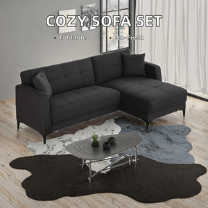 Ensemble de canapé en forme de L d'angle moderne et confortable avec tissu en mousse de bois de caoutchouc pour la maison pour les meubles de salon d'auberge - Product Image 2