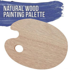 Paleta de pintura de madera, bandeja de madera, herramienta de pintura Con agujeros para pulgar, suministros de arte escolar, novedad de <span class=keywords><strong>2021</strong></span> - Product Image 2