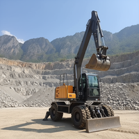 Excavatrice sur roues hydraulique JIAHE de haute qualité, 12 tonnes, cabine fermée, moteur Yuchai, boîte de vitesses haute efficacité, pour urgences municipales