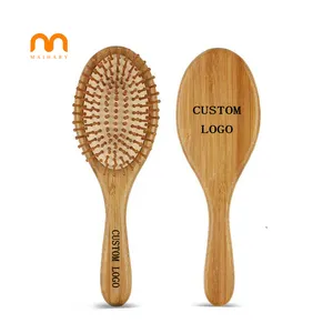 Poils ovales en bois Salon de coiffure Peigne de massage Brosse à cheveux en bois Personnaliser Peigne en bois de bambou