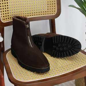 British <b>Spring</b> Summer Office & Career Lace-Up Square Toe Anti-Slip Breathable Rubber Thick-Soled Snow <b>Boots</b> - Product Image 2