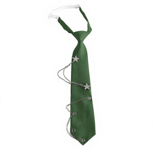 Corbata sin nudos con diseño de cadena de estrellas en negro, rojo y verde para uniformes escolares JK DK, accesorio a juego para camisa. - Product Image 5