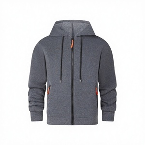 Custom Vintage Zip-Up <b>Pullover</b> Hoodie <b>Men</b> Distressed Pocket Oversized Fleece Print Knitted Stand XL Loose Ziakot industry - Product Image 2