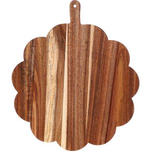 Tabla de cortar de madera maciza con encaje, bandeja de servir marrón oscuro para desayuno, carne, pizza, uso en la cocina - Product Image 4