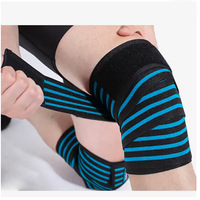 Penyangga Lutut Karet Alam Logo Dapat Disesuaikan Unisex, Bernapas, untuk Angkat Berat, Legging, Perban Elastis, Squat, Gym Luar Ruangan