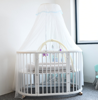 Grande moustiquaire pliable en polyester à impression numérique pour lit de bébé ou berceau, avec support et dôme de protection