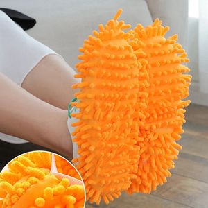 Pantoufles de nettoyage de poussière de sol en <span class=keywords><strong>microfibre</strong></span>, pantoufles de nettoyage Chenille de nettoyage de tissu de maison, pantoufles de serpillière réutilisables - Product Image 4