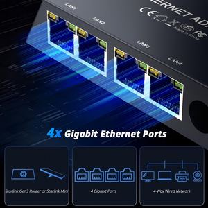 Adaptador Ethernet Starlink Gen <span class=keywords><strong>3</strong></span> <span class=keywords><strong>de</strong></span> 1 a 4 Puertos con <span class=keywords><strong>Cable</strong></span> <span class=keywords><strong>de</strong></span> Alimentación CC <span class=keywords><strong>de</strong></span> 50 cm, Divisor <span class=keywords><strong>de</strong></span> Red Externo con 4 Puertos - Product Image 5