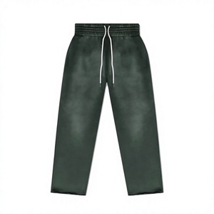 Pantalon de survêtement décontracté 100 % coton délavé à l'acide et à la pierre pour homme, avec cordon de serrage, idéal pour l'hiver - Product Image 2