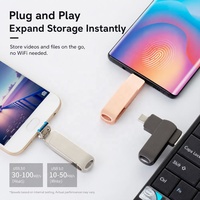Unidad Flash USB OTG 3 en 1 Nandstor, Unidad de Memoria USB OEM al por Mayor de 32/64/128 GB, Unidad de Memoria USB Portátil de Metal para Android e iPhone