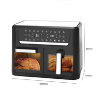 Friteuse à air numérique intelligente électrique en plastique noir 12L/15L, double panier, antiadhésive PTFE et protection contre la surchauffe, directement de l'usine