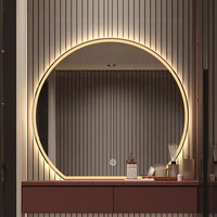 Miroir de Salle de Bain de Table Demi-Rond Antibrouillard Intelligent Tactile LED pour Maquillage et Barbiers