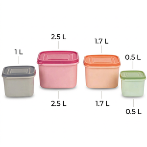Plastic Food Storage Containers Square Freezer Meal Trays Lock Lid Large Capacity Set <b>Kitchen</b> <b>Pantry</b> Organizer - Product Image 1