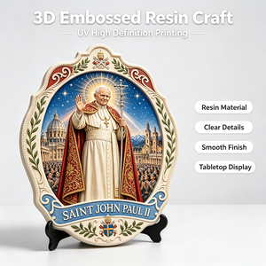 Placa de Resina Personalizada del <span class=keywords><strong>Papa</strong></span> San Juan Pablo II, Grabado en 3D con Impresión UV, Escudo Papal del Vaticano, Regalo Religioso Católico - Product Image 4