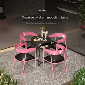 Ensemble de mobilier de bar en métal de style industriel, combo transparent pour café en plein air, salle de billard, célébrité d'<span class=keywords><strong>Internet</strong></span> - pour zone de thé au lait - Product Image 2