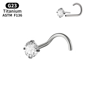Getta G23 Anneau de nez en alliage de titane Piercing Bijoux Diamant Étoile à cinq branches Design Plug-In Zircon Nez Nail Straight Rod S Rod - Product Image 3