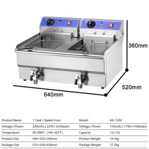 13 + 13L cibo controsoffitto uova ciambella industriale friggitrice doppio camion cibo profondo friggitrici elettriche con rubinetto - Product Image 2