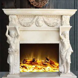 定制所有尺寸现代装饰火焰壁炉火焰设置室内大理石壁炉架电壁炉