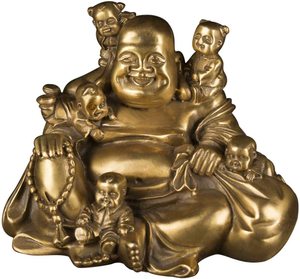 Cinese Fengshui Ridere Buddha Seduto con 5 Bambini Statua Attirando La <span class=keywords><strong>Felicità</strong></span> in Famiglia Decorazione di Raccolta - Product Image 1