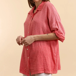 <span class=keywords><strong>Camicia</strong></span> di Alta Qualità in <span class=keywords><strong>Misto</strong></span> <span class=keywords><strong>Lino</strong></span> con Bottoni, Manica Lunga da <span class=keywords><strong>Donna</strong></span>, Traspirante e Delicata sulla Pelle, per Vacanze e Uso Quotidiano - Product Image 4