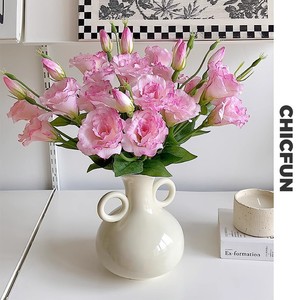 Bouquet de fleurs artificielles en soie Lisianthus, réaliste, fait main, décoration moderne pour la maison, mariage, baby shower - Product Image 3