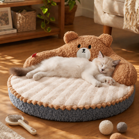 Lit pour chat en forme d'ours mignon, canapé-lit pour animaux de compagnie, toutes saisons, chaud, doux, en peluche, nid pour chien, tapis de couchage confortable pour animaux de compagnie