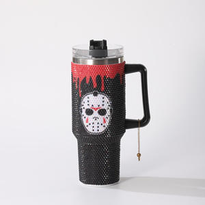 Custom Logo 40oz Halloween Pumpkin Insulated Water <b>Bottle</b> Bling <b>Drinking</b> Cup Tumbler <b>Straw</b> with Handle and Lid for Travel - Product Image 4