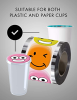 Film de scellage personnalisé avec logo imprimé pour les gobelets en plastique PP, machine de scellage pour les gobelets en papier pour les boissons à bulles, l'eau, le café froid, le jus, les sodas