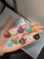 Pendentif punk en or avec pierre semi-précieuse populaire européenne et américaine, pierre de Tianhe, améthyste, turquoise, agate rouge, agate noire
