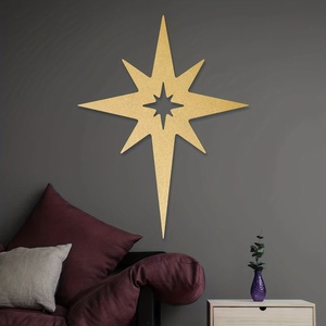 1 pièce, art mural en métal doré, étoile de Bethléem, étoile en métal, décoration de la maison, décoration esthétique de la pièce, arts métalliques décoratifs, cadeaux religieux - Product Image 2